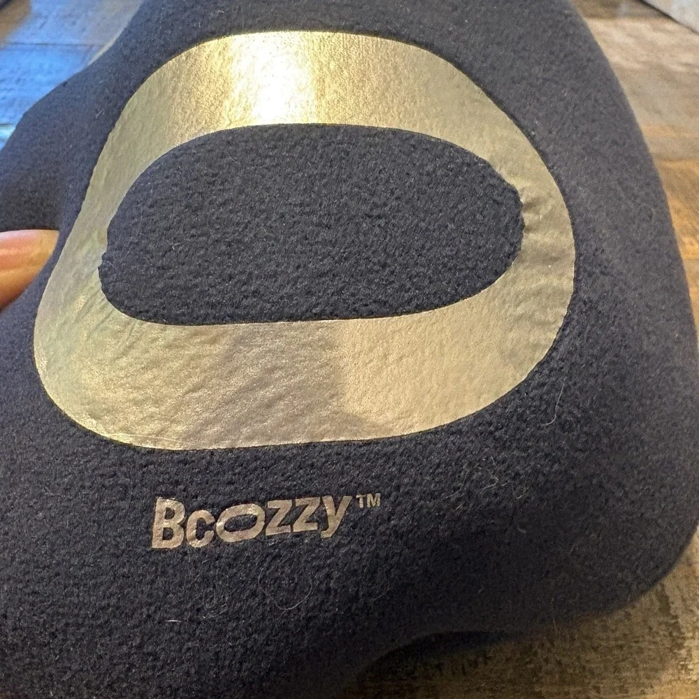 BCOZZY Neck Pillow for Travel Neck Large Blue and Gray With Case